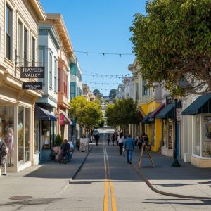 Hayes Valley boutique shops and pedestrians