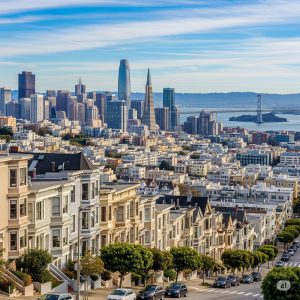 Potrero Hill hillside homes with San Francisco skyline view